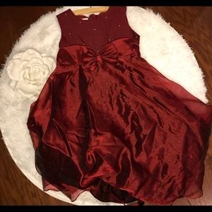 Bonnie Jean Girls Silk Dress Maroon Burgandy 6X Zips Lined Dressy Formal   [B]